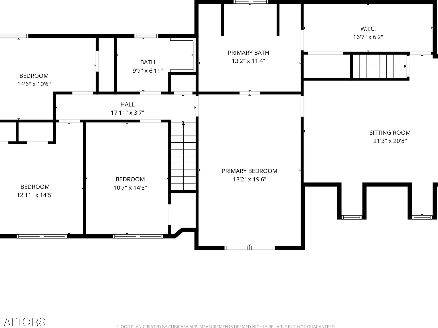 Upper level floor plan for 11016 Calloway View Dr showing primary bedroom, primary bath, walk-in closet, sitting room, and additional bedrooms